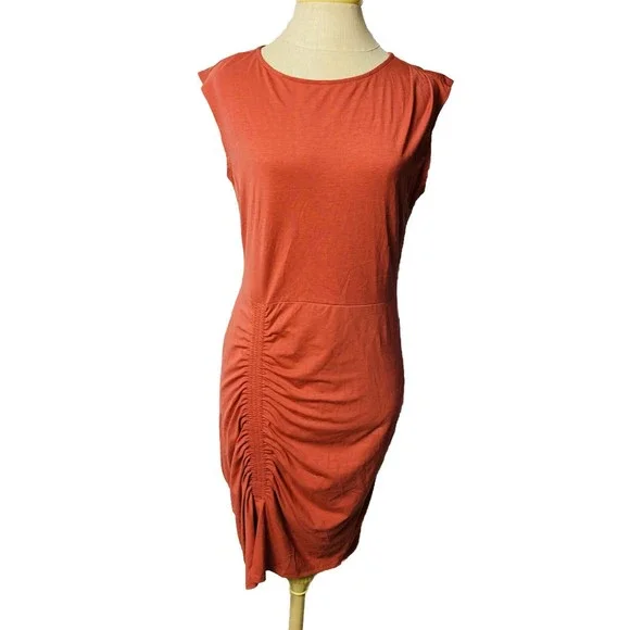 Trouve | Dresses | Trouve Womens Rust Ruched Sleeveless Round Neck Midi Bodycone Dress Size S | Poshmark Trouve | Dresses | Trouve Womens Rust Ruched Sleeveless Round Neck Midi Bodycone Dress Size S | Poshmark